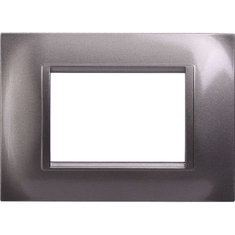 Placca compatibile Bticino Livinglight 3 moduli plastica quadrata colore titanio (1/4)