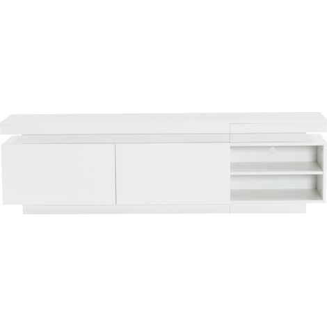 Mueble TV blanco brillante con LED, 170 x 35 x 50 cm, hasta 70 pulgadas (1/5)