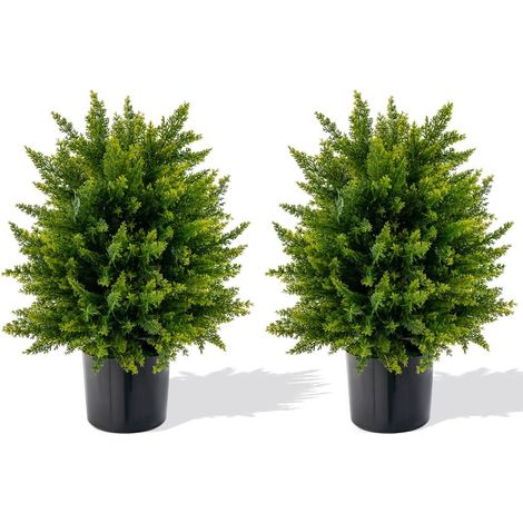 Alberi artificiali di cedro topiato, confezione da 2, 55 cm, resistenti ai raggi UV