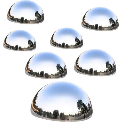 Lot de 7 Sphères Décoratives Miroir en Acier Inoxydable pour Jardin Extérieur, Diamètre 76-150 Mm, Décoration Terrasse Résistante aux Intempéries, Effet Réfléchissant et Moderne (1/5)