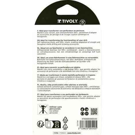Tivoly • Mandrino Autoserrante Capacità da Ø2 a 13mm per Trapano Elettrico SDS+