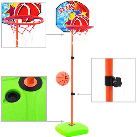 Panier de basket pour enfants avec ballon et pompe, hauteur réglable, multicolore, 90–115 cm - PANGIVO (1/5)