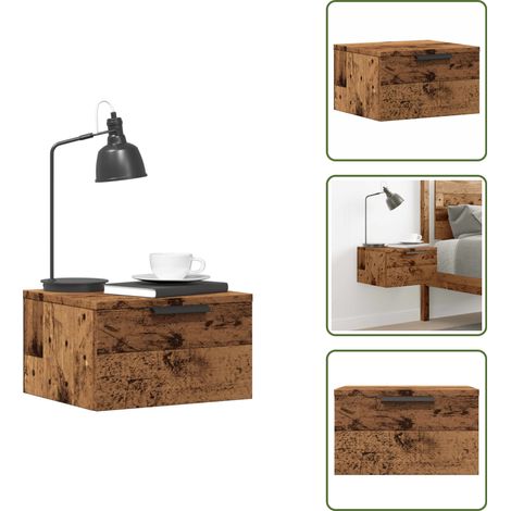 Table de chevet murale vieux bois 34x30x20 cm - Table De Chevet Murale - Tables De Chevet Murales - Armoire De Chevet Flottante - Unité De Chevet Flottante (1/5)