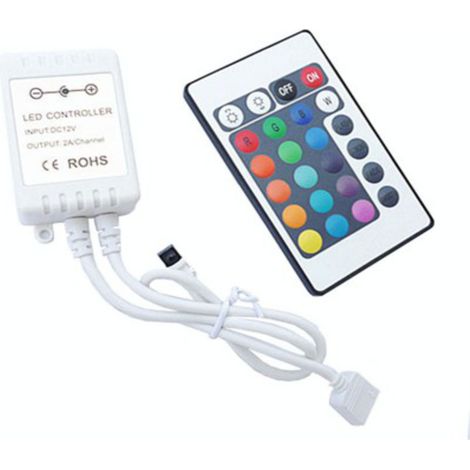 MW-CTR-RGB-2A-01: Controlador RGB infrarrojo, 12V/24Vdc 3x2A, control remoto de 20 botones