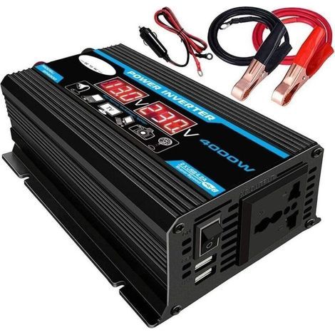 Convertisseur 12V 220V Pur Sinus 4000W Onduleur à Onde Sinusoïdale Pure Transformateur avec Télécommande & Double AC Prises de Courant pour RV Voiture de Camion - RWConvertisseur de tension (1/5)