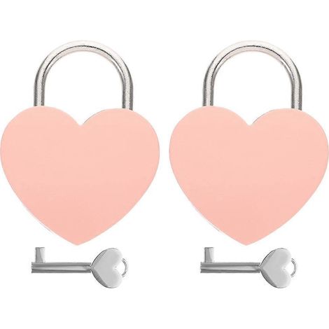 Lot de 2 cadenas en forme de cœur pour valise, à décorer.-5.8X4.4X0.7CM-Pink (1/3)