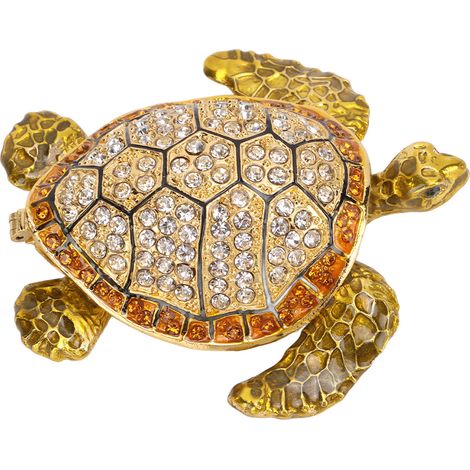 Schmuckkästchen in Schildkrötenform, verziert mit funkelnden Strasssteinen und mit Magnetverschluss. Sammelbare Schildkrötenfiguren zur Aufbewahrung Ihres Schmucks. (1/5)