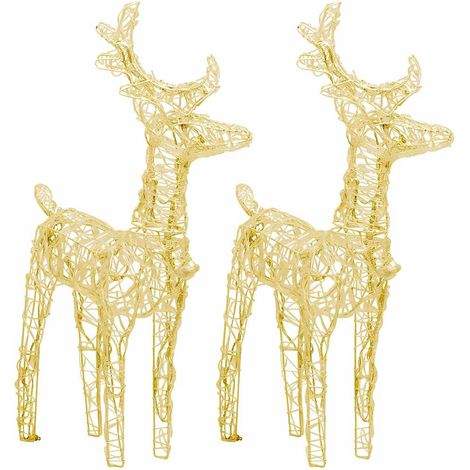 vidaXL Renos de Navidad 2 unidades 80 LED blanco cálido acrílico (1/2)