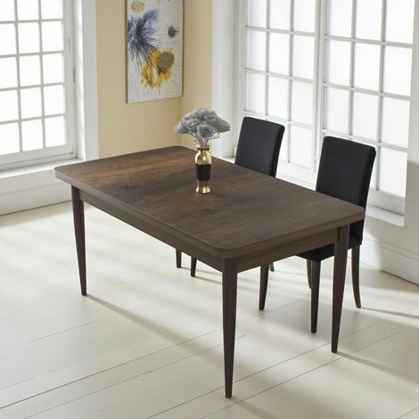 Table à manger rectangulaire effet bois brun 110 cm AROLA (1/3)