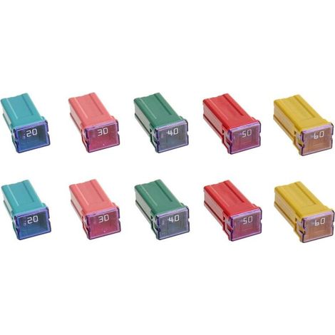 Fusible Assortiment 20A 30A 40A 50A 60A Kit de Fusibles en Forme de Boîte à Profil Haut pour Camions & Voitures (Lot de 10, 2 pour chaque Ampérage) (1/4)