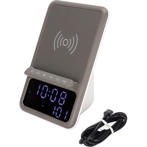 Réveil Chargeur Rapide Multifonction Bluetooth Haut-parleur Horloge avec Charge Sans Fil pour Smartphones (1/5)