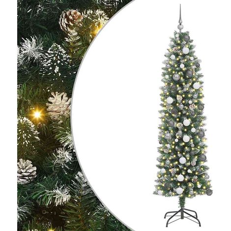 Albero di Natale Artificiale Sottile Verde e Bianco 210 cm vidaXL (1/5)