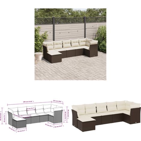 Salon de jardin avec coussins 7 pcs marron résine tressée - Salon De Jardin - Canapé Extérieur - Meuble De Jardin - Ensemble Salon De Jardin - Mobilier De Jardin - Home & Living