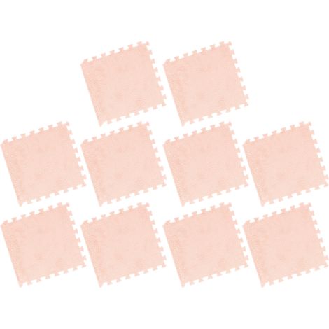 Lot de 10 tapis de sol en mousse pelucheuse antidérapante, découpables et emboîtables, couleur camel, pour chambre à coucher (1/5)