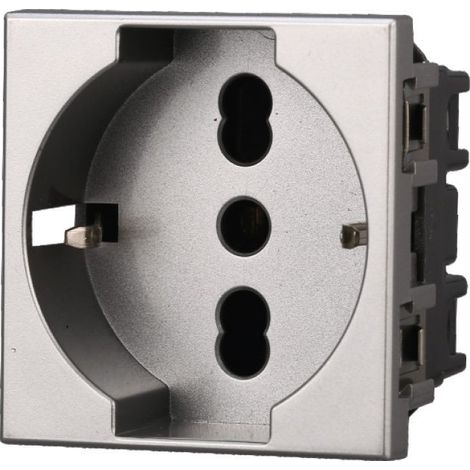 Serie Civile ETTROIT Grigio Compatibile Con Bticino Axolute (Presa Schuko)