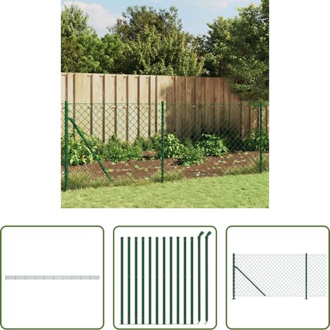 vidaXL Zaunpfosten - Maschendrahtzaun mit Bodenflansch Grün 1x25 m (1/5)