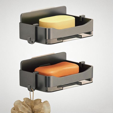 Portasapone da parete per doccia, senza fori, con ganci, per bagno, vasca da bagno, cucina, adesivo incluso. (1/5)