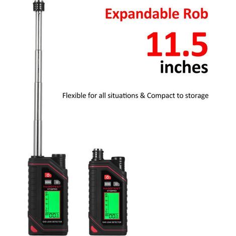 Détecteur rechargeable de gaz naturel HT58PRO, détecteur de fuite avec sonde extensible de 11,5 pouces, détecteur de fuite propane %LEL, lampe torche intégrée, pour méthane, butane, g (1/3)