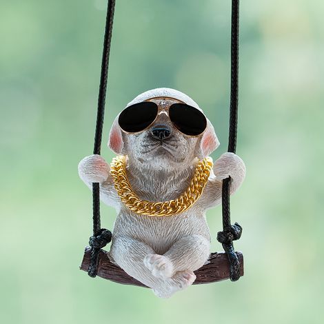 1 Supporto girevole per auto per cani - Supporto creativo per auto - Supporto per specchietto retrovisore - Interni auto per ragazze - Supporto carino per auto - Toho Labrador (bianco)