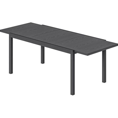 Ausziehbarer Gartentisch 214 x 85 x 75 cm, Tischplatte aus anthrazitfarbenem Aluminium in Holzoptik, verstellbare Beine, bietet Platz für 8-10 Personen