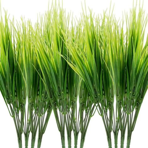Ineasicer – Lot de 12 plantes artificielles réalistes – Arbustes d'herbe touffue en plastique de qualité – Décoration intérieure et extérieure – 36 cm