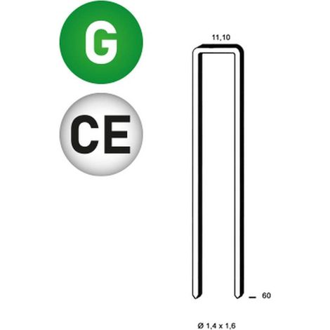 5 000 Agrafes Galvanisées 12 Microns Z-60 - 11.1x60x1.4x1.6 mm - 6Z - D-Work
