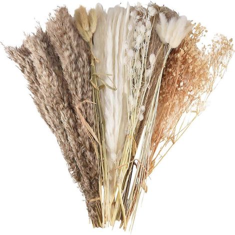 Bouquet de 100 fleurs séchées naturelles en herbe de la pampa, idéal pour la décoration florale de mariage. (1/5)