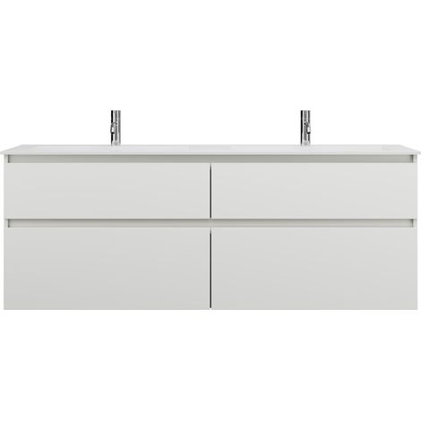 burgbad Lin20 Lavabo bajo para lavabo doble blanco brillante con