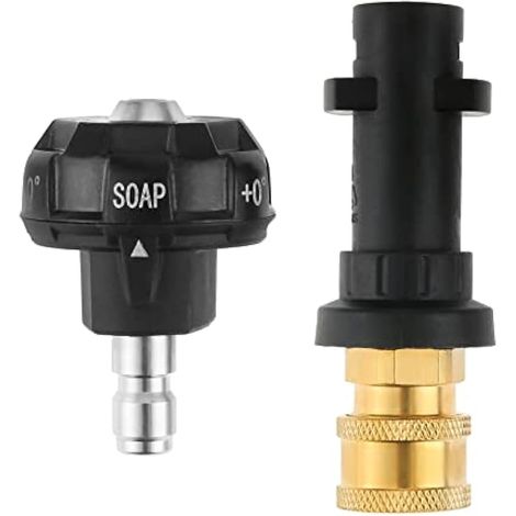 Buse de pulvérisation 6 en 1 pour nettoyeur haute pression avec raccord rapide de 6,35 mm, adaptateur à connexion rapide avec buse de nettoyeur haute pression 6 en 1 multi-degrés, pour