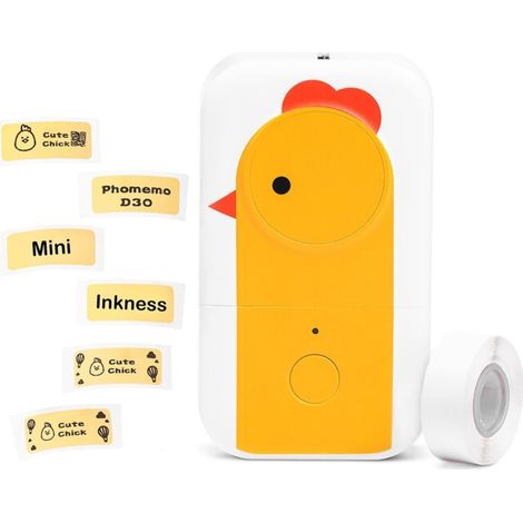 Étiqueteuse D30 avec ruban - Mini étiqueteuse Bluetooth D30, mini tablette pour téléphone, petite imprimante d'étiquettes (jaune) (1/3)