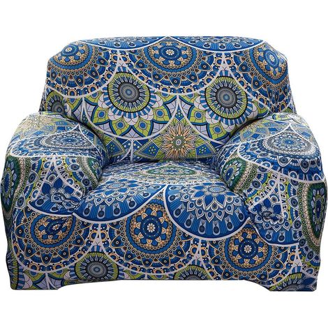 Sofa cover for 1, 2, 3, or 4 seater sofas. Stretch sofa cover with summer fruit pattern in durable, washable, and dust-resistant elastic fabric (B-Bohême 1 seater) (1/5)