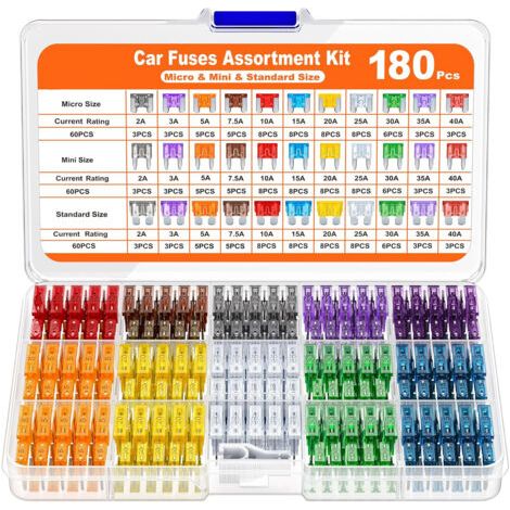 180PCS Fusible Voiture,Fusible Voiture,Fusibles pour Auto,Mini Fusible Voiture,Fusible Moto,Boite Fusible,Fusible Auto,Boite Fusible Voiture,Fusible Automobile,Fusibles Automobile Truck/Moto (1/5)