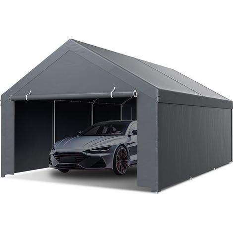 Wolketon Tenda da esterno per lo stoccaggio 4 x 6 m grigia, telo in PE e tubi in acciaio zincato