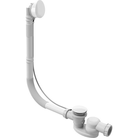 Jacob Delafon e6d015 – 00 Scarico con sifone extra-piatto con troppo pieno regolabile, Bianco (1/2)
