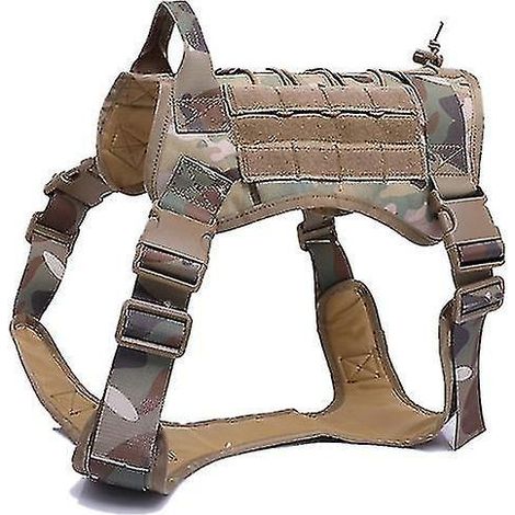 Harnais tactique pour chien avec poignée en nylon, harnais d'entraînement réglable, gilet de travail pour animaux de compagnie - Taille M - Camouflage (1/3)