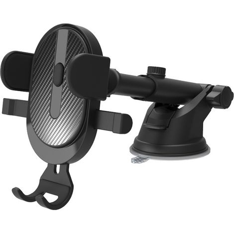 Support de téléphone de voiture universel à ventouse réglable, fixation pour smartphone sur grille d'aération et déverrouillage par simple pression d'un bouton. (1/5)