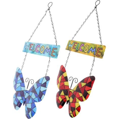 Fer Panneaux de Bienvenue Décoration Murale Légère, Lot de 2, Finition Soignée pour Maison et Fête (1/5)