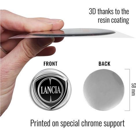 Lancia Adesivi 3D Logo - Dimensione: 58 MM - Colore: BLACK