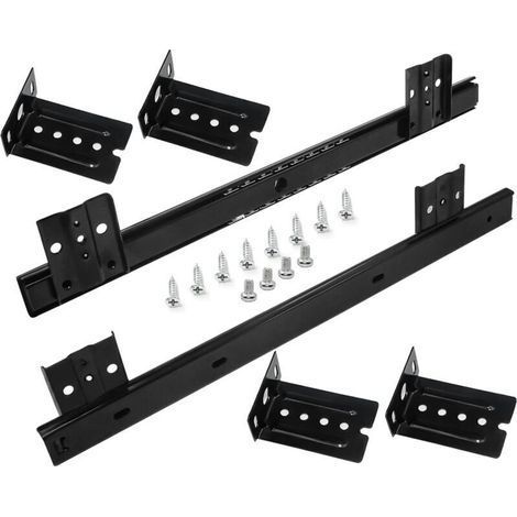 pair Glissières de tiroir, 350 mm, glissières à billes pour plateau coulissant de clavier (1 paire), noires (1/4)