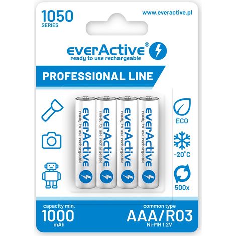 Piles AAA/R03 everActive Professional Line 1050 mAh (lot de 4) (1/2)