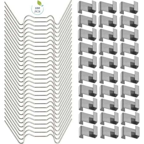 100 PZ Clip in serra di vetro, Clip, finestra serra, Accessori di acciaio inox per la serra(50 PZ 304 Clip di filo di acciaio inossidabile W, 50 PZ di sovrapposizione in acciaio inox 301 Z) (1/5)