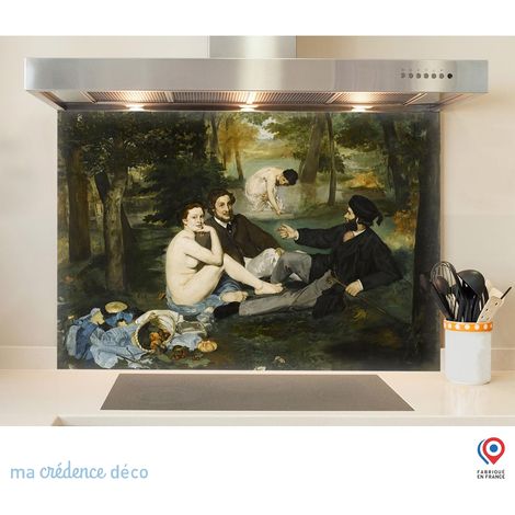 Fond de hotte : Edouard Manet, Le Déjeuner sur l'herbe - Verre trempé - 90 cm - 60 cm (1/5)