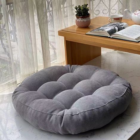 Coussin De Chaise Rond - Mousse À Mémoire De Forme Et Tissu Cachemire Tricoté - Pour Intérieur Et Extérieur - 42 X 42 X 7 Cm - Gris - 1 Pièce (1/5)