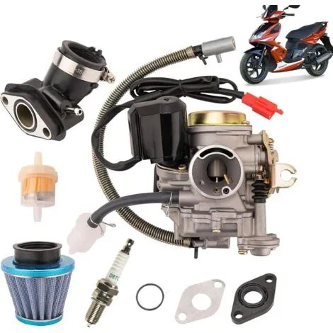 Kit carburateur standard, carburateur PD18J avec collecteur d'admission pour scooters et cyclomoteurs GY6 4T 139QMB 49cc/50cc, convient aux Kymco Agility 50, Znen Zn50qt-E et Kymco Super 8. (1/3)