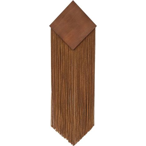 Décoration murale en macramé style bohème chic – Tapisserie murale verticale marron à pompons – Art mural moderne et champêtre pour salon, chambre, chambre d'enfant ou bureau – 88 x 30 cm (1/3)