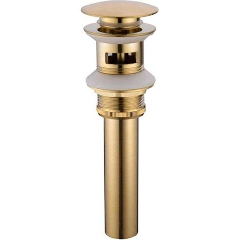 Pop-up Rétro Bouchon Bonde de Lavabo Vidange Clic- en Laiton Bronzé Universel Valve Draineur d’Evier Vasque Siphon Trou de Débordement Poli (1/4)