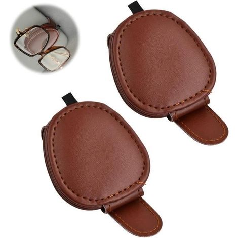 Porte Lunettes - Non spécifié - 2 Pièces - Cuir de haute qualité - Installation magnétique - Compact et portable (1/4)