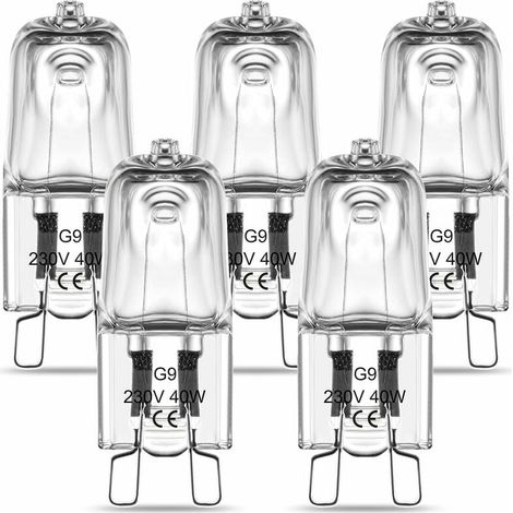 Ampoule halogène G9 pour four, 40 W, 230 V, tolérance 300 °C, lot de 5 (1/5)
