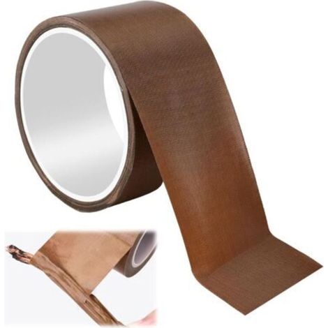 Ruban de Téflon 50mm x 10M,Ruban Adhésif de PTFE,Bande de Téflons,Ruban Adhésif en Téflon PTFE Haute Température pour Emballage,Électrique et Sublimation,Résistant à la Chaleur (Marron) (1/5)