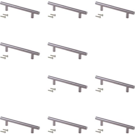 Maniglie per Mobile 12 mm Interasse 160 mm Acciaio Nichel Satinato 10 Pezzi Emuca